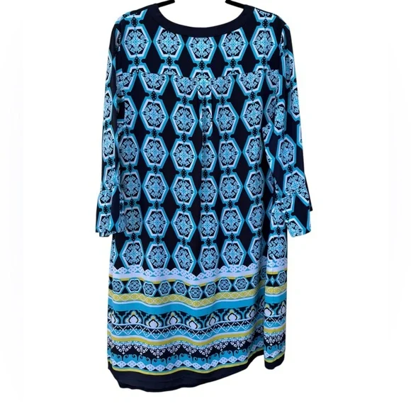 Crown & Ivy Blue Geometric Tunic Dress size 18W - Picture 5 of 7